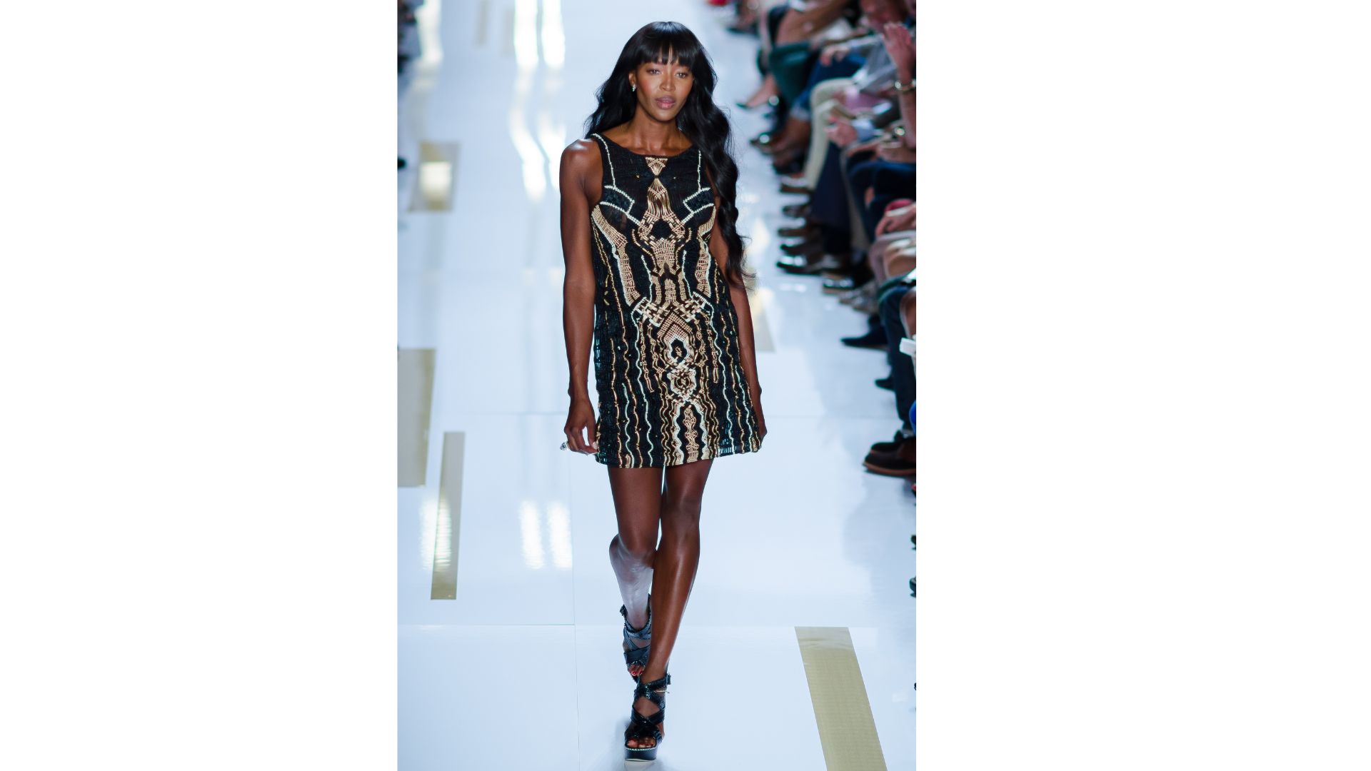 Naomi Campbell's fierce runway presence