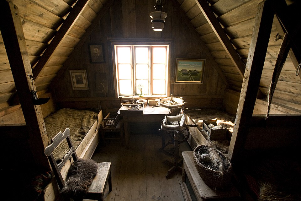 Attic bedroom in Skógar, Iceland