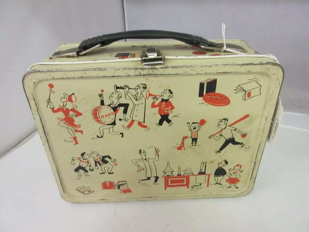 VINTAGE LUNCH BOX TIN 1950'S SCHOOL LUNCH BOX M-119