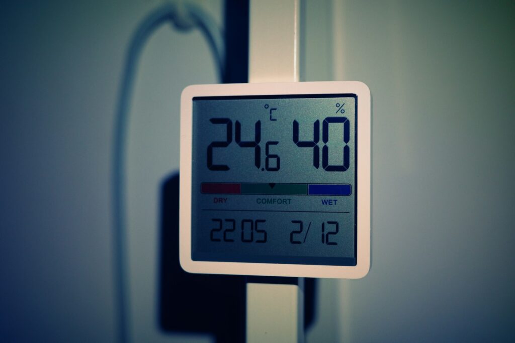 a digital thermometer on a door handle