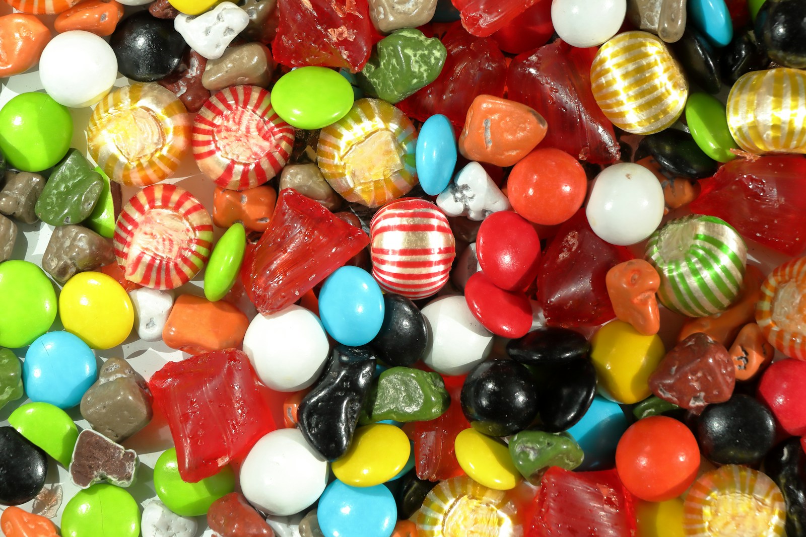 A colorful assortment of various candies and sweets.