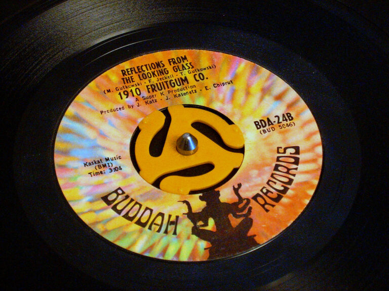 Close-up of a vinyl 45 record, similar to the reissue formats now coming to MTV Unplugged