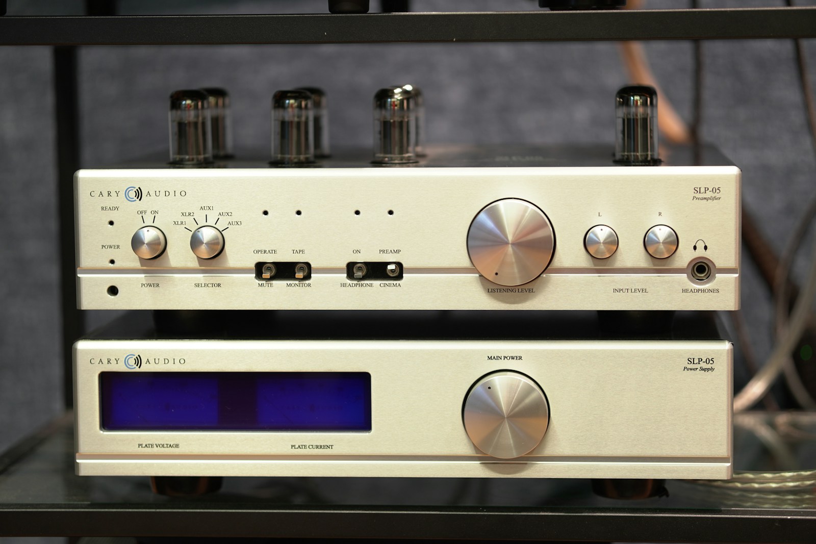 Two hi-fi audio components stacked together.