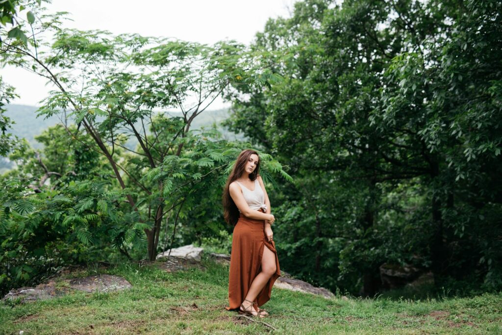 woman standing near plants