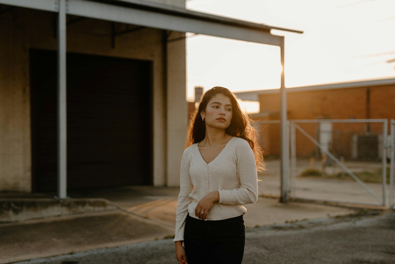 a woman standing outside