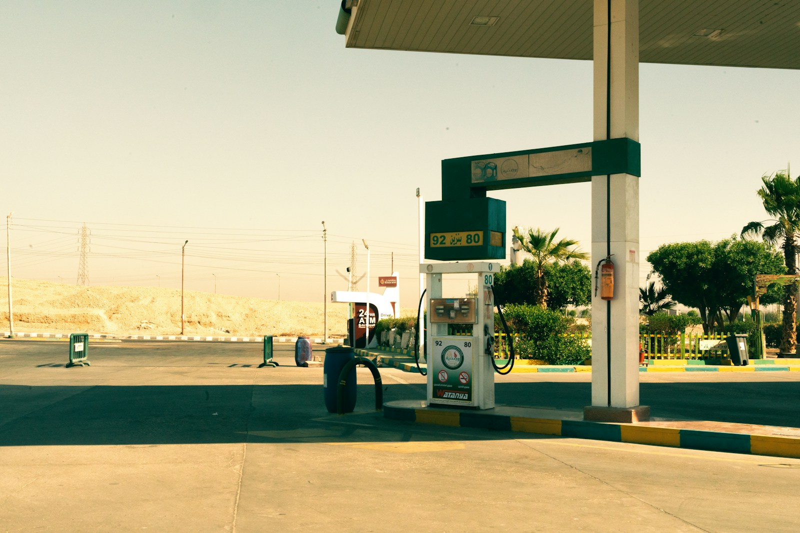 Fuel pump at a desert gas station.