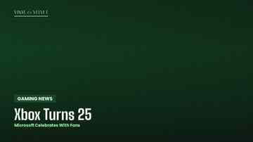 Editorial graphic reading Xbox Turns 25, Microsoft Celebrates With Fans