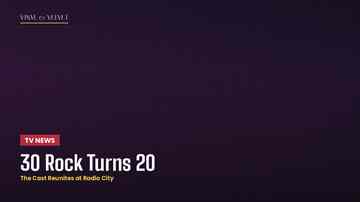 Editorial graphic reading 30 Rock Turns 20, The Cast Reunites at Radio City