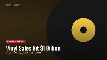 Editorial graphic with a vinyl record, reading Vinyl Sales Hit $1 Billion