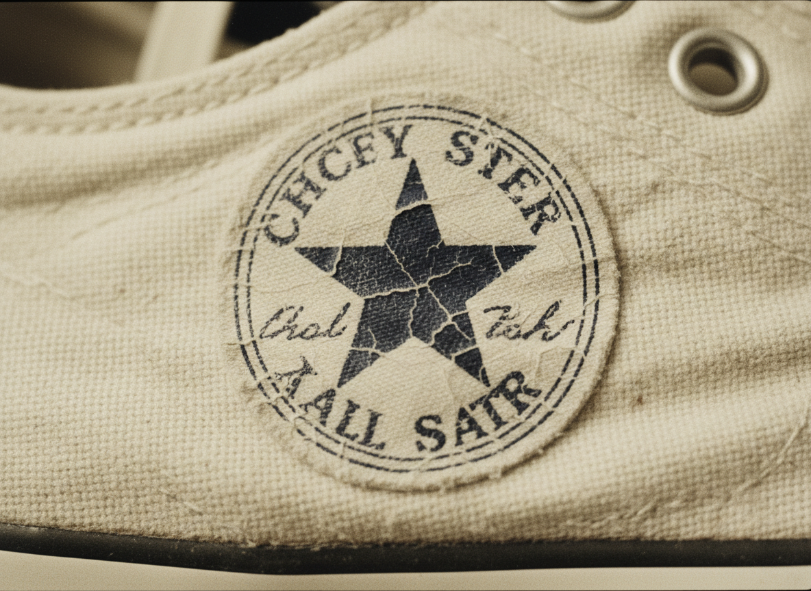 Vintage-style black high-top Converse Chuck Taylor sneakers