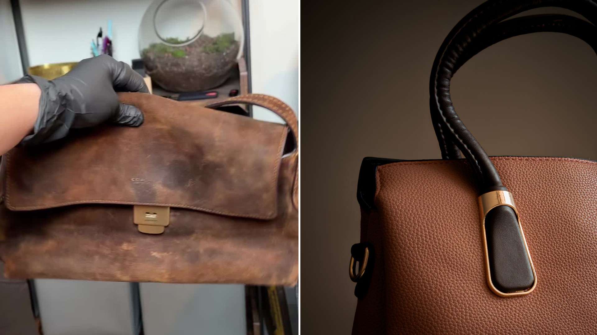 Creator Brushes and Inspects a Severely Stained Suede Chelsea Bag Bought at Goodwill, Then Starts a Multi-Part Attempt to Revive It Piece by Piece