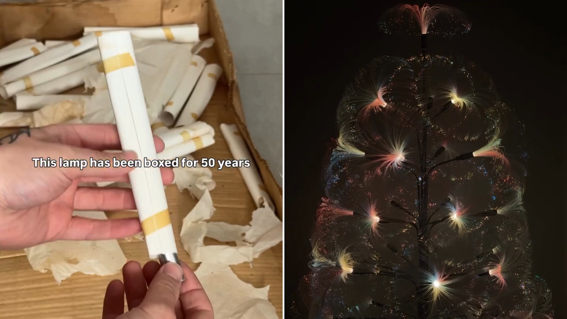 Vintage Fiber Optic Lamp Sat Sealed in Its Original Box for a Full 50 Years, and the Creator Who Finally Opened It Racked Up 7.4 Million Views in the Process