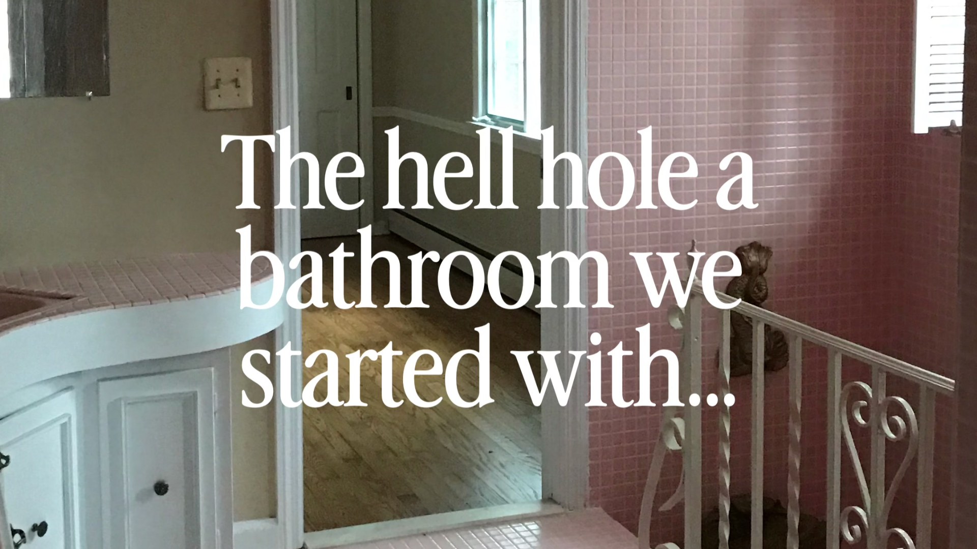 Original pink tiled bathroom before its renovation