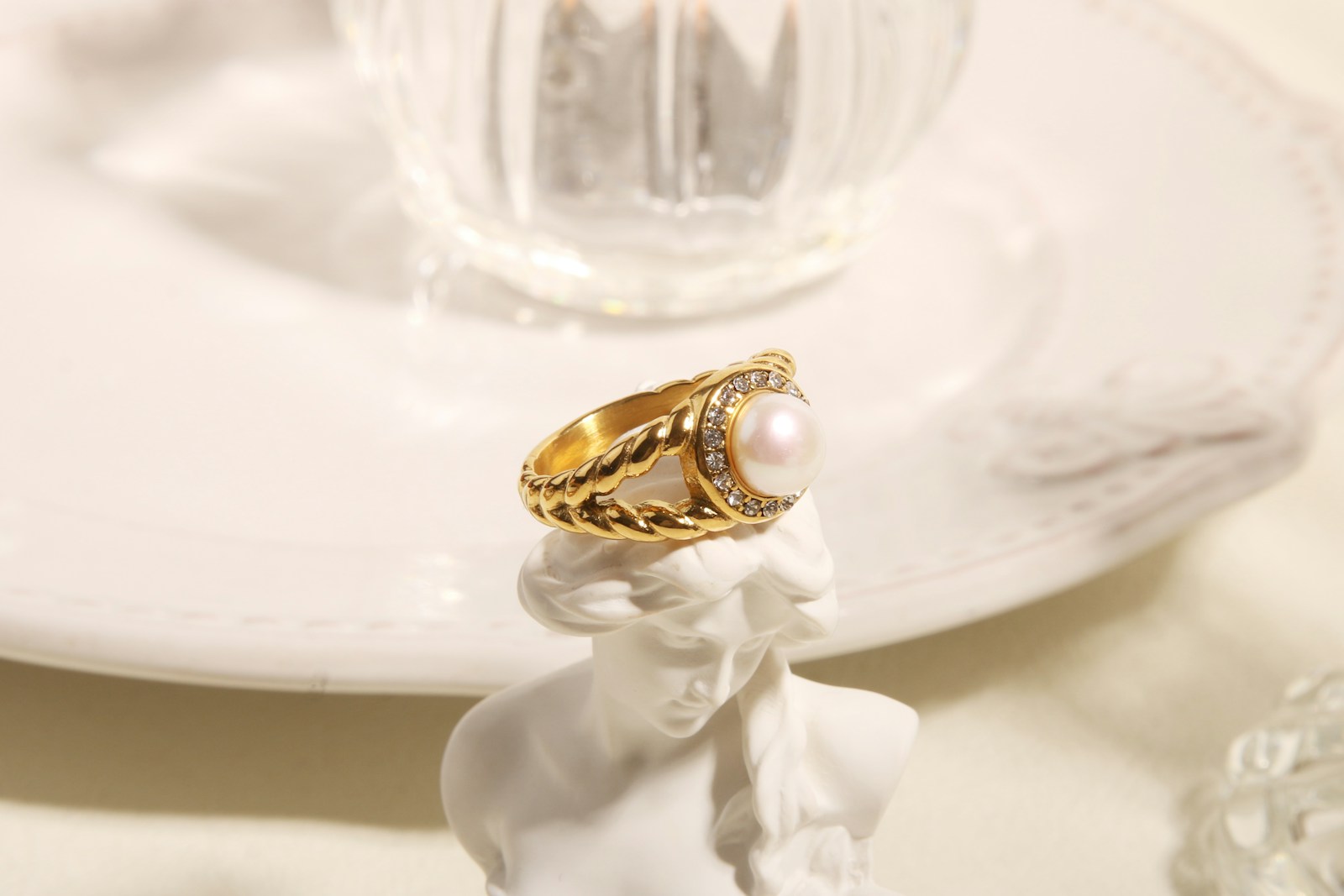 a wedding ring on a table