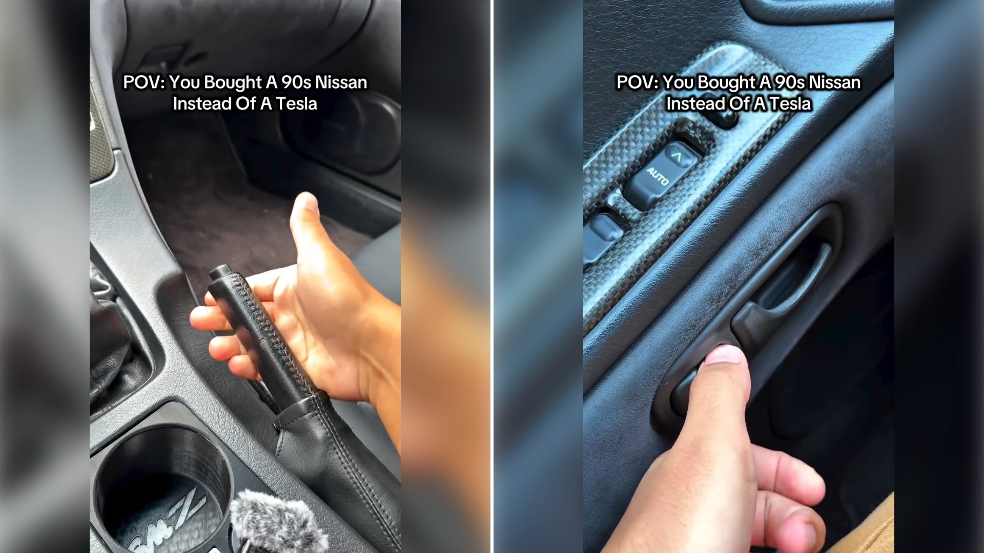 Two stills from an Instagram reel by @cameron_rana_cars.