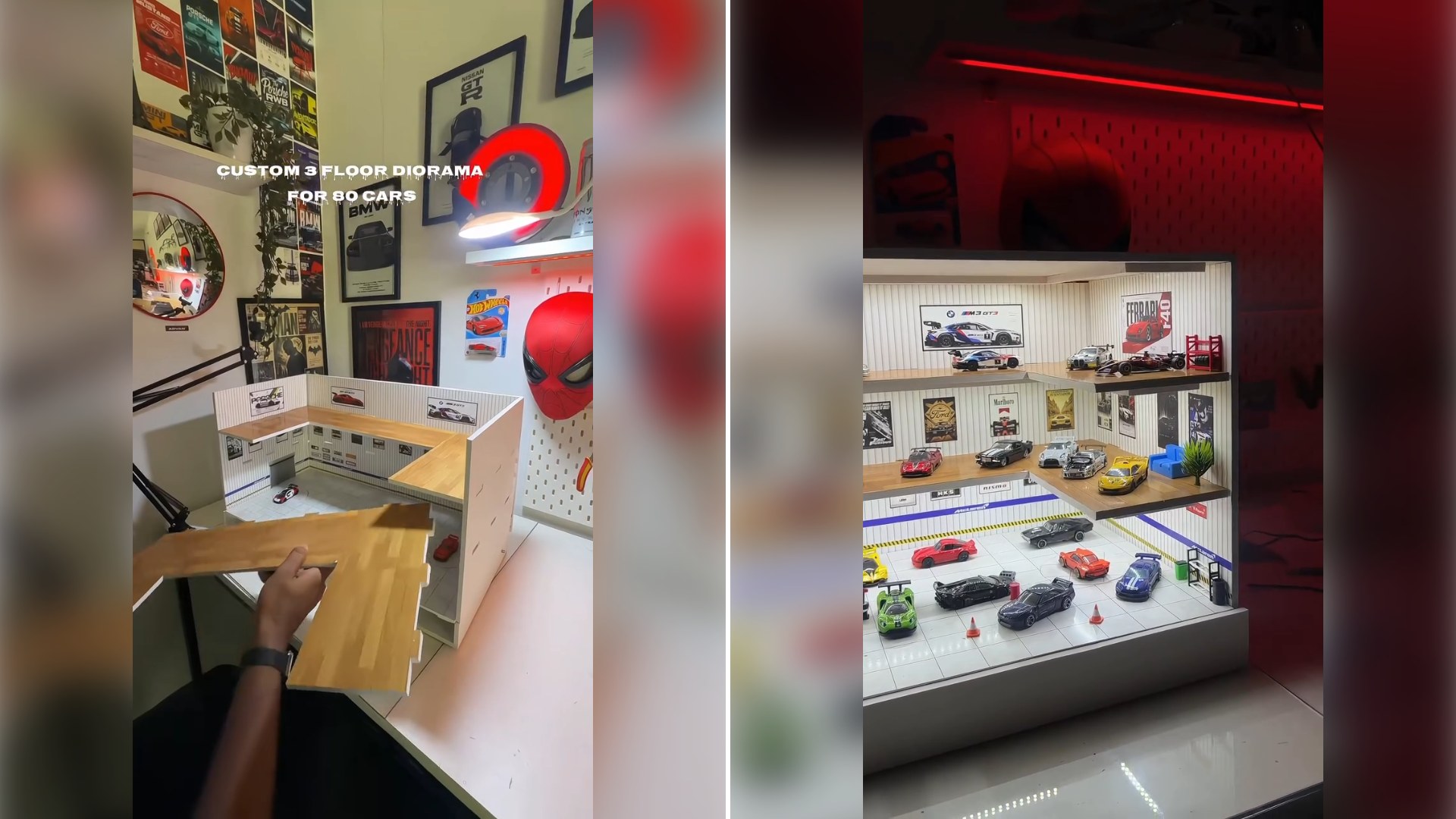 A Custom Multi-Level Diorama Garage Gets Built From Scratch to Display a Model Car Collection