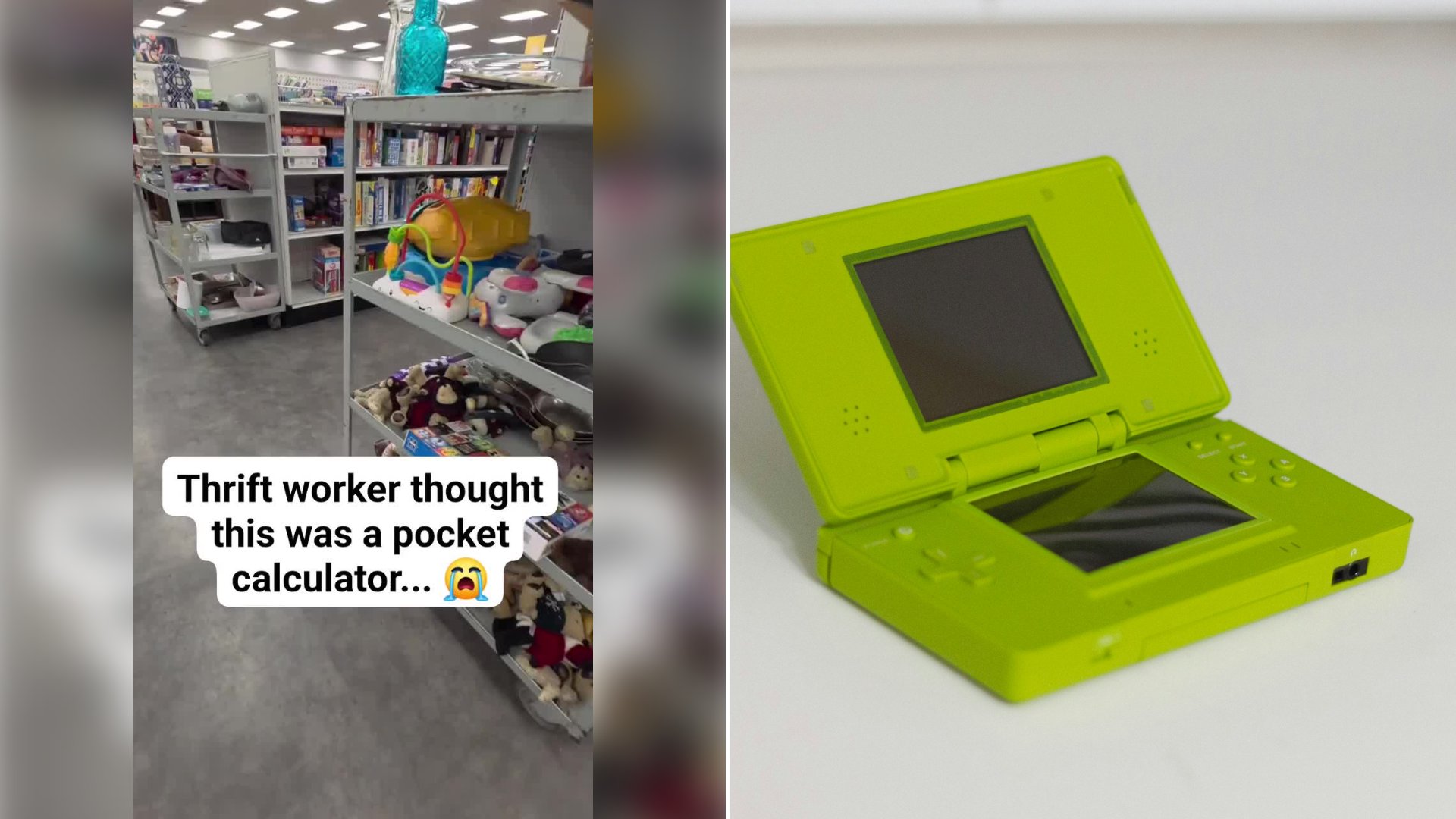 Goodwill Employee Rings Up What Looks Like a Cheap Plastic Calculator Without Realizing the Reseller Buying It Already Knows It Is Actually a 2000s Nintendo Holy Grail