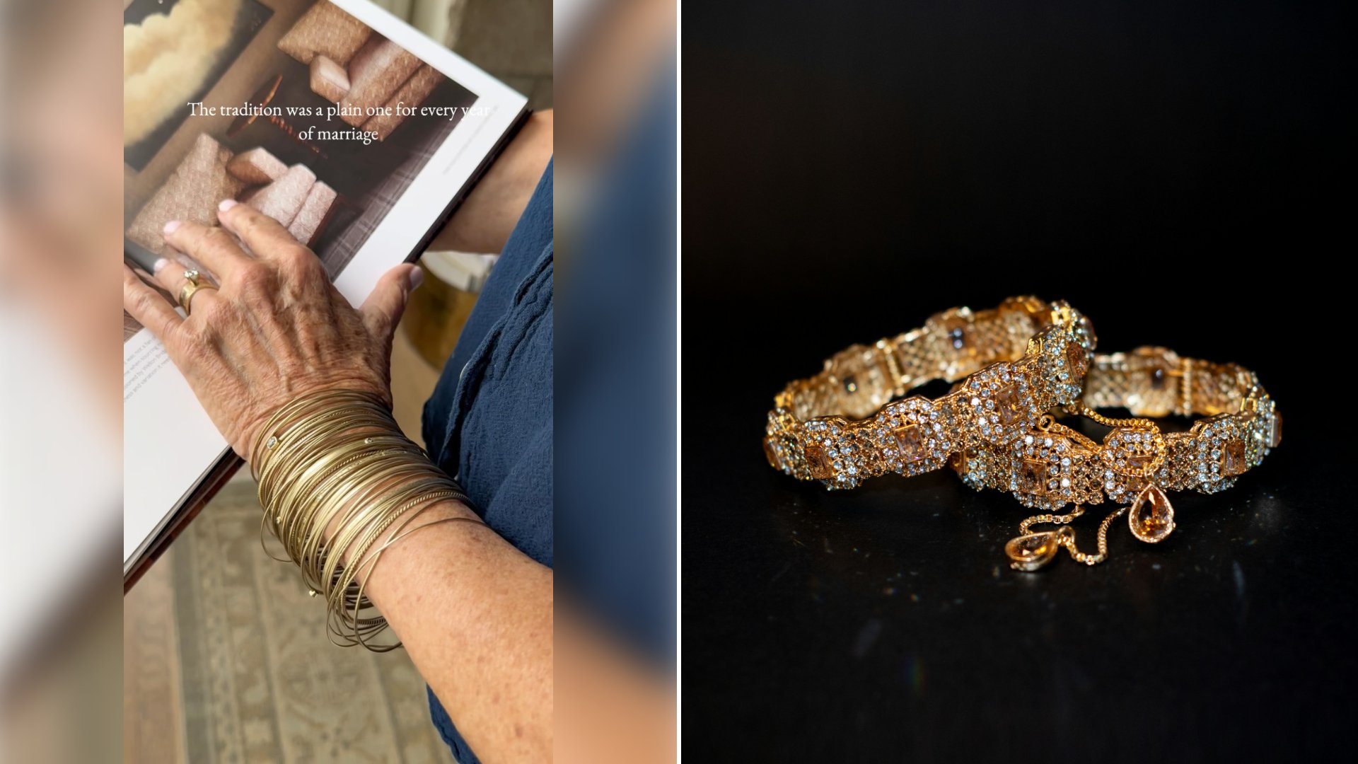 Woman Named Jannie Shows Off Her Stack of 49 Gold Bangles, One Added for Every Year of a 48 Year Marriage Plus One From Her Wedding Day, and Explains the Tradition Behind Each One