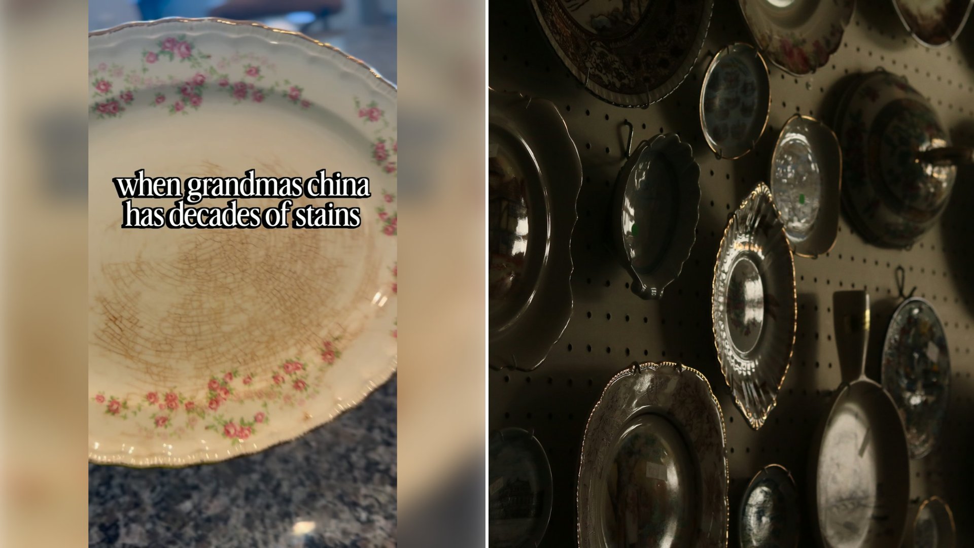 Houston Creator Soaks a Customer’s Pope Gosser Plates in Hydrogen Peroxide for 24 Hours, Bakes Them at 200 Degrees and Shows Decades of Brown Stains Gone