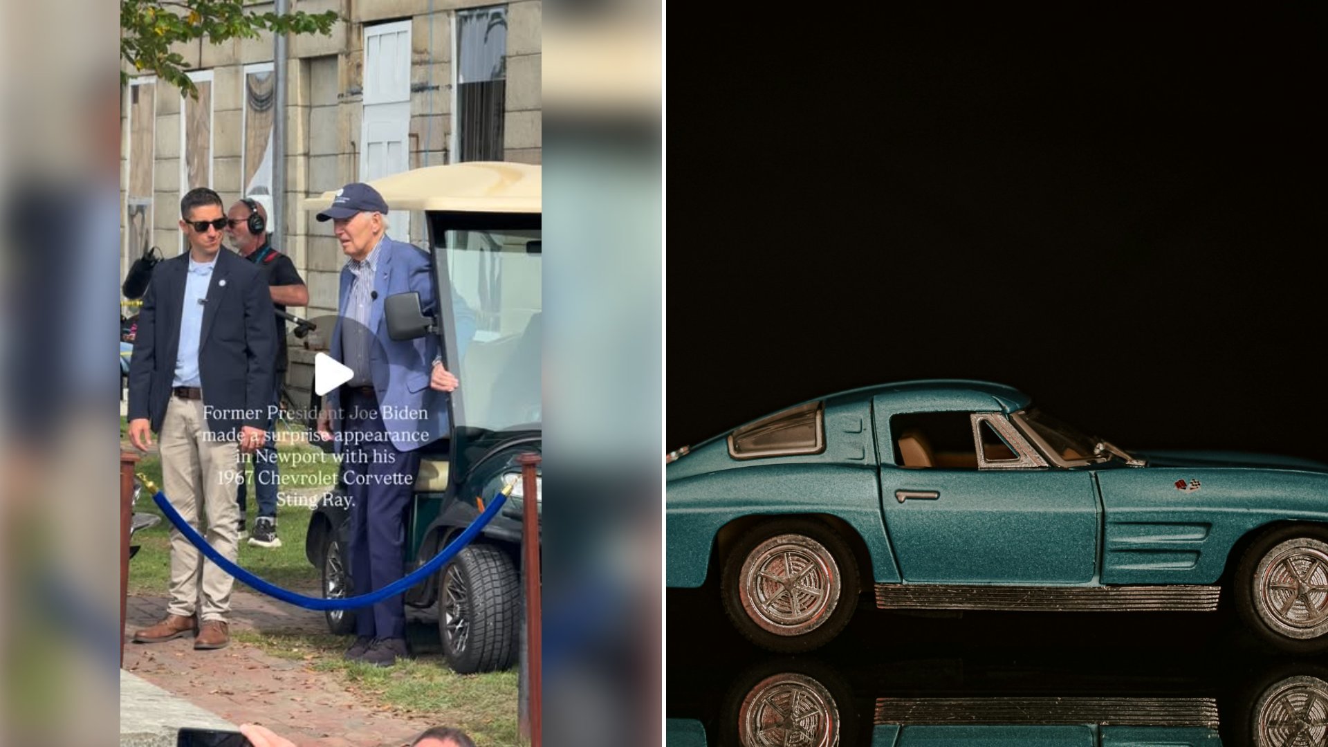 Former President Joe Biden showed up unannounced at a concours car show in Newport and climbed into his own vintage 1967 Chevrolet Corvette Sting Ray, turning a quiet classic car event into a genuine viral moment