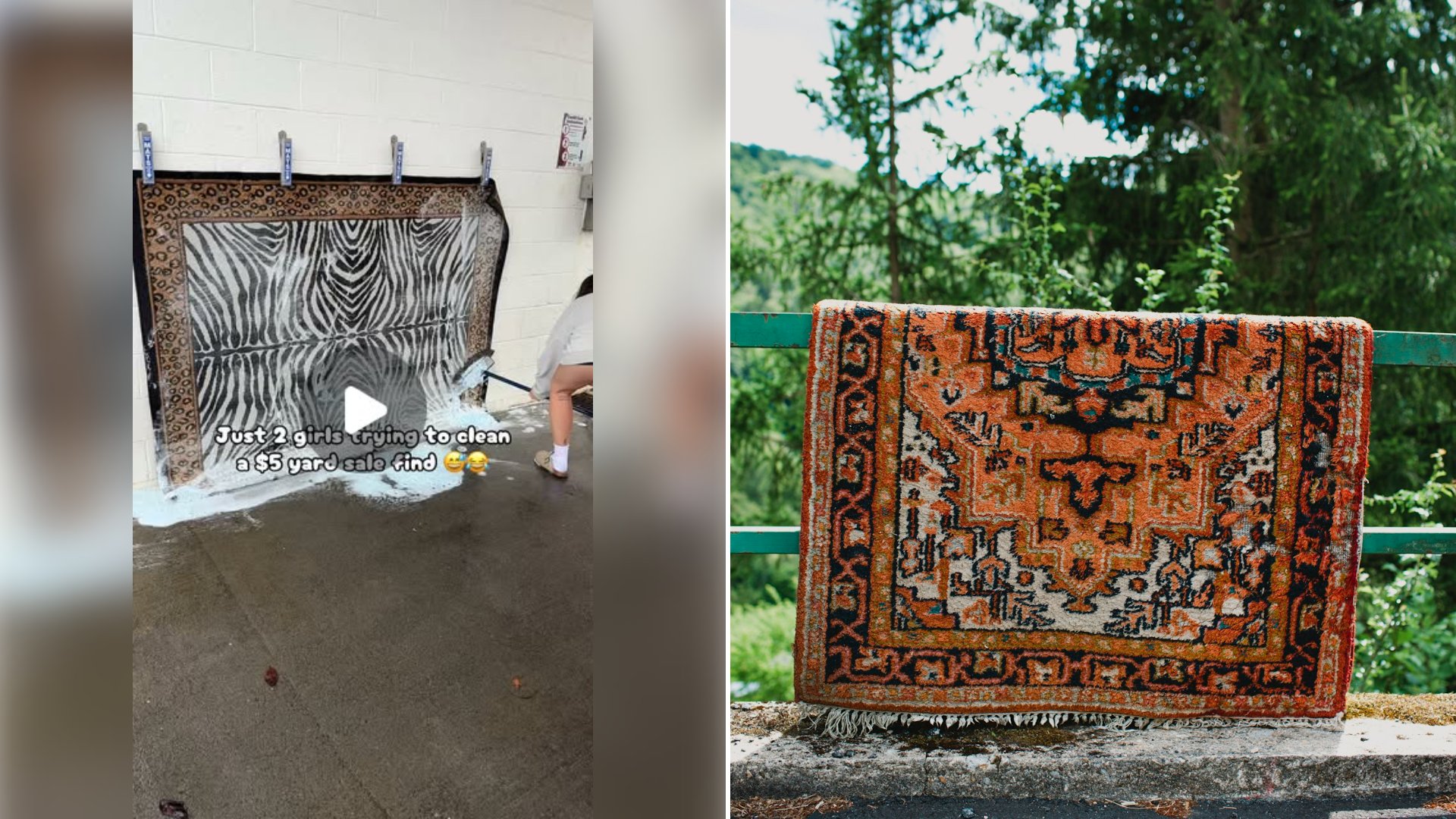 Two Friends Bought a Filthy Rug for Five Dollars at a Yard Sale and Decided the Only Logical Next Step Was Hauling It to a Self Service Car Wash to Blast Decades of Dirt Off With an Industrial Power Washer