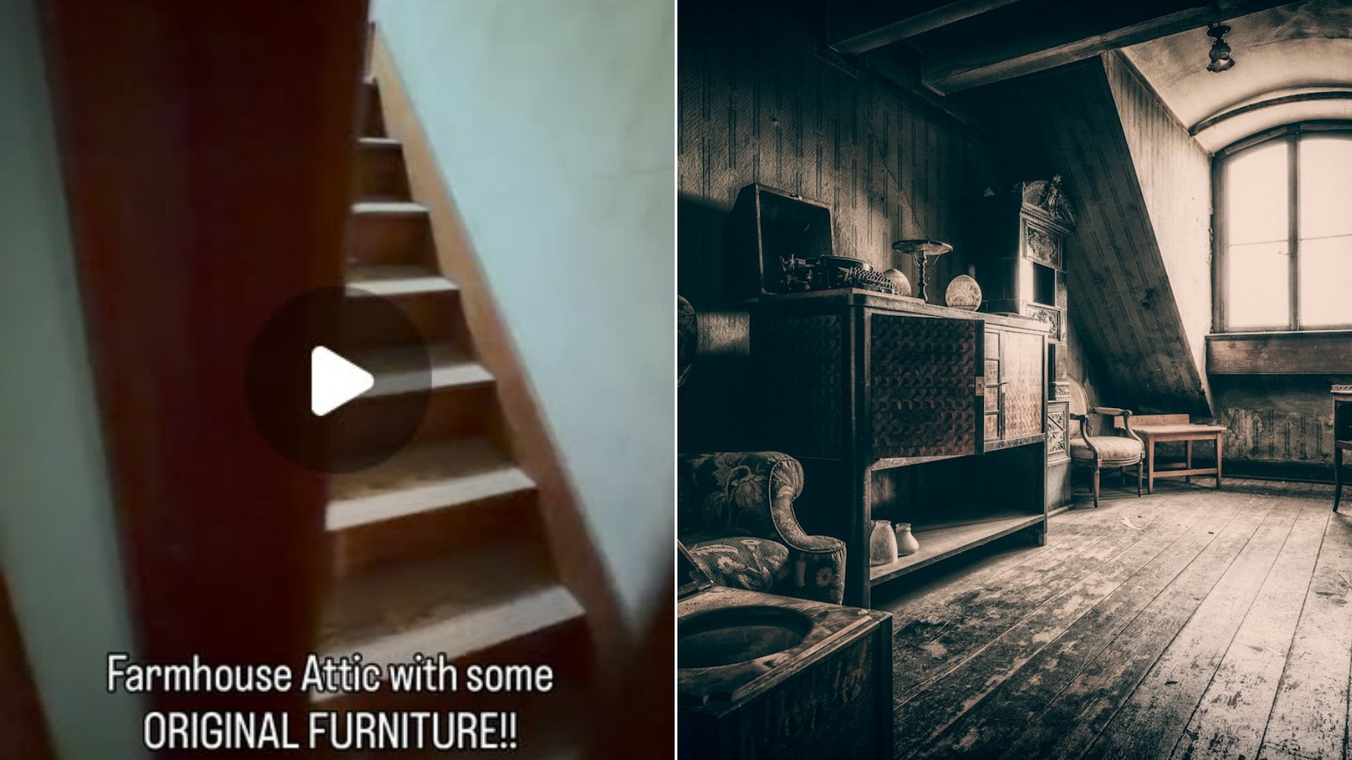 Wooden chair near an attic window