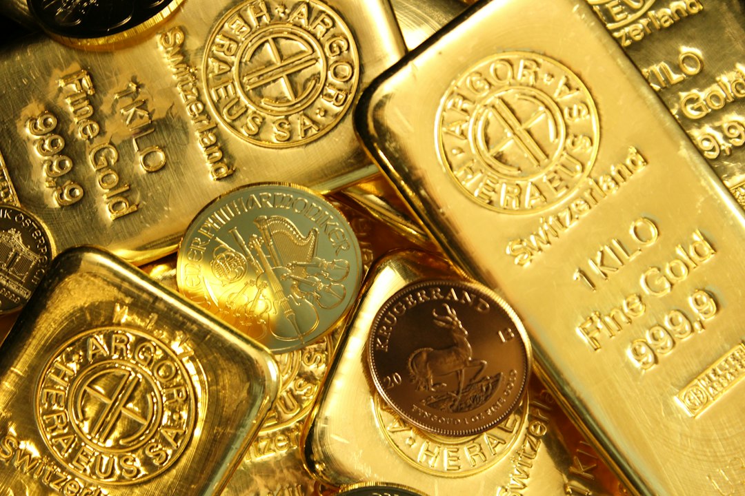 Collection of gold coins and bars