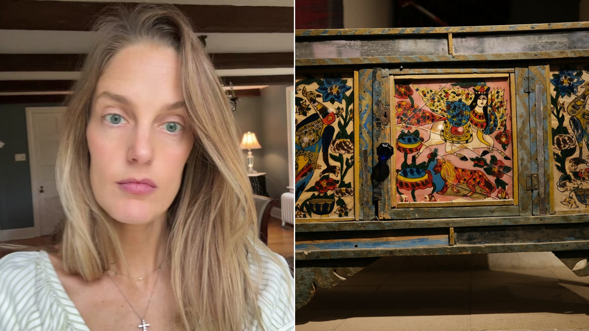 Woman Finds an 1800s Hand Painted German Marriage Cabinet on Facebook Marketplace Ten Minutes From Her House a