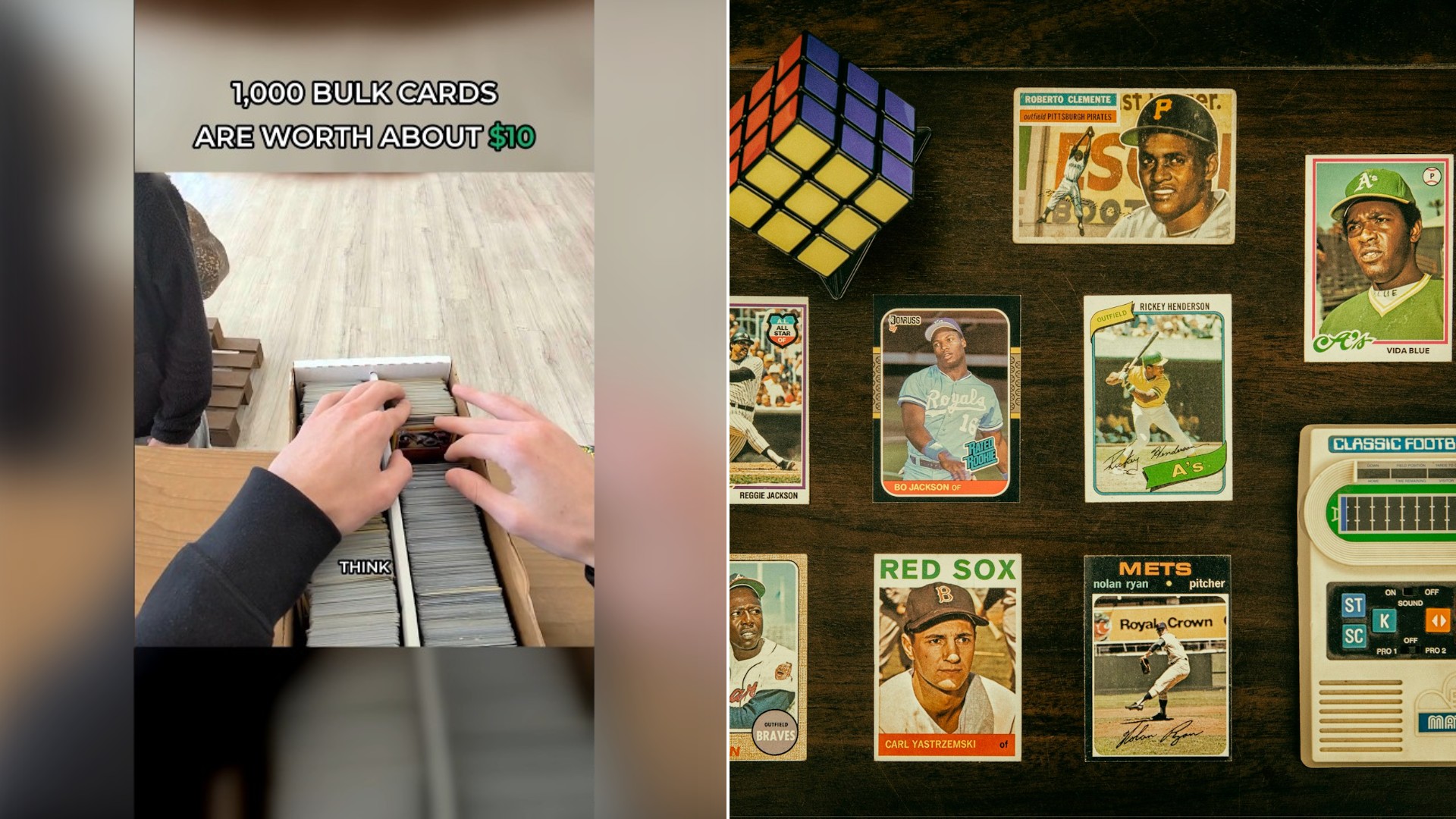 Box of raw baseball cards a seller brought to a buyer
